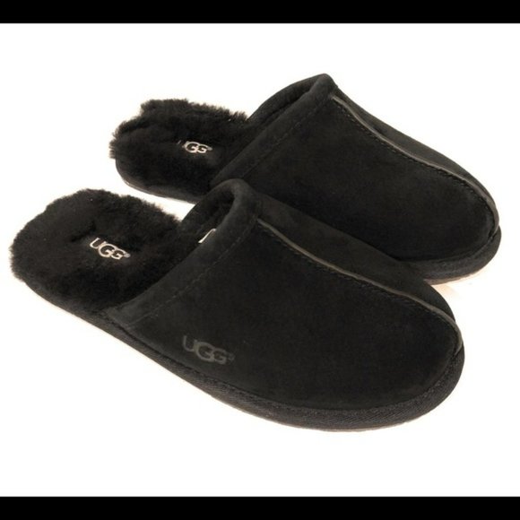 NIB UGG‎ PEARLE SUEDE SHEARLING SLIP ON SLIPPERS BLACK - Picture 1 of 7